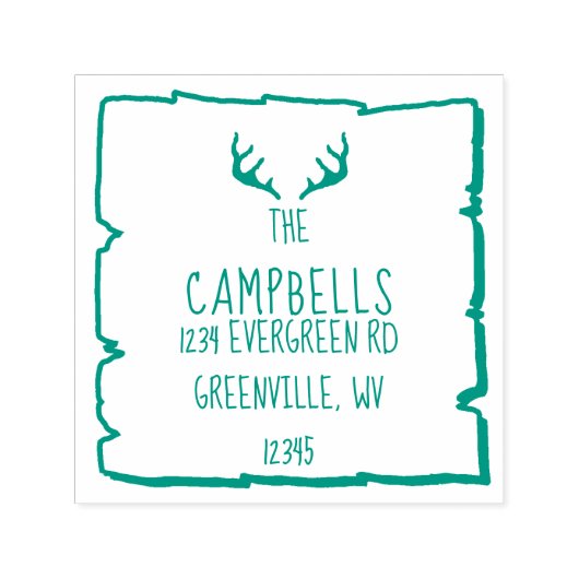 Antlers rustieke bossen grappig retouradres  zelfinktende stempel (Design)