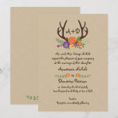 Antlers & sinaasappel bloemen monogram bos bruilof kaart (Voorkant / Achterkant)