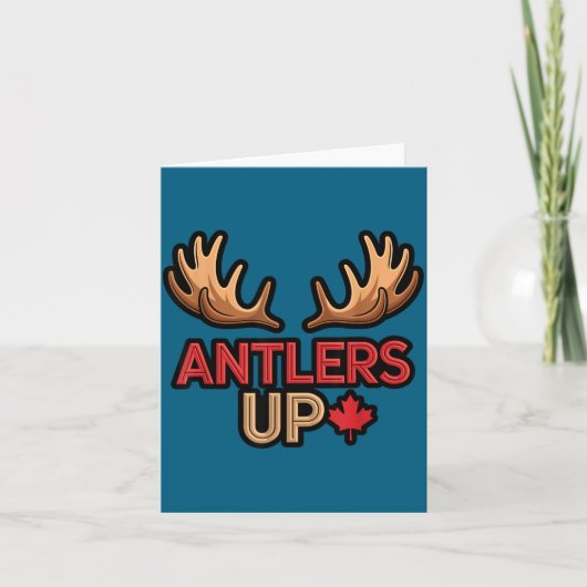 Antlers Up Canadian Pride Funny Canada Flag Moose  Kaart (Voorkant)