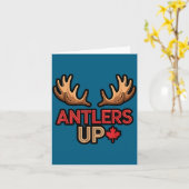 Antlers Up Canadian Pride Funny Canada Flag Moose  Kaart (Gele Bloem)