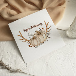 Antlers Waterverf Pumpkin Happy Thanksgiving card