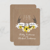 Antlers + Wildblokkarton Geïnspireerde bewaardatum Save The Date (Voorkant / Achterkant)