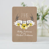 Antlers + Wildblokkarton Geïnspireerde bewaardatum Save The Date (Staand voorkant)