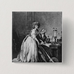 Antoine Laurent Lavoisier en zijn vrouw Vierkante Button 5,1 Cm