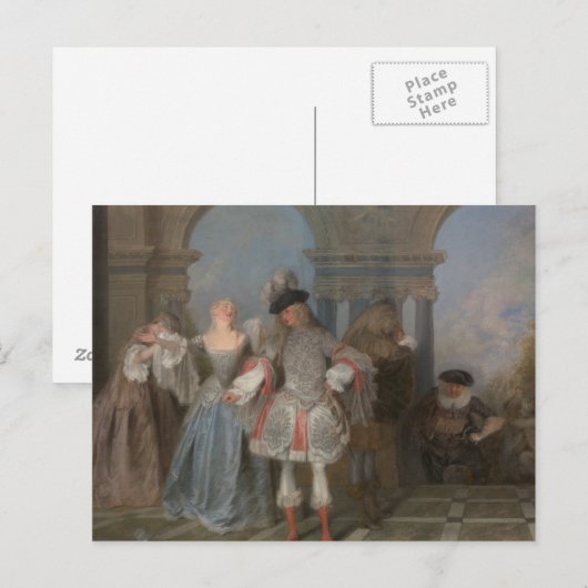 Antoine Watteau - de Franse Comedians Briefkaart (Voorkant / Achterkant)