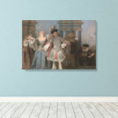 Antoine Watteau - de Franse Comedians Canvas Afdruk (Insitu (Houten vloer))