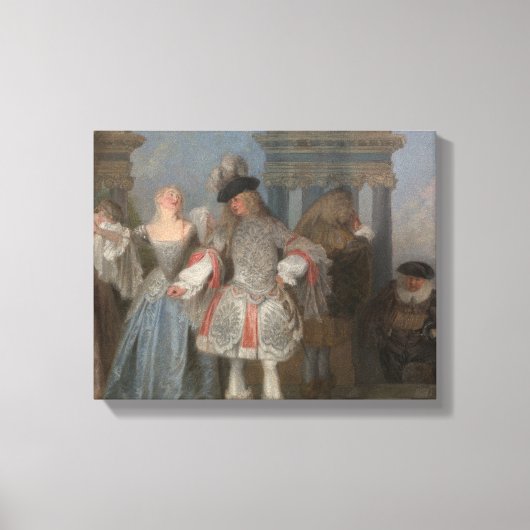 Antoine Watteau - de Franse Comedians Canvas Afdruk (Voorkant)