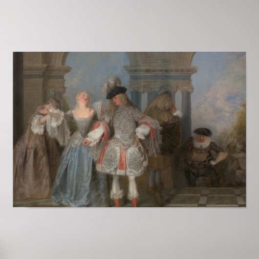 Antoine Watteau - de Franse Comedians Poster (Voorkant)