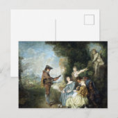 Antoine Watteau The Love Lesson Briefkaart (Voorkant / Achterkant)
