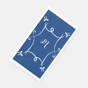 Antoinette Navy Blue Elegant Emblem Filigree Servet