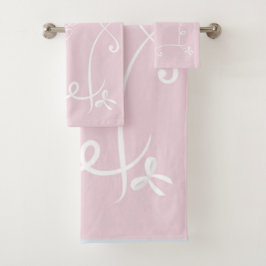 Antoinette Pink Elegant Emblem Filigree Bad Handdoek
