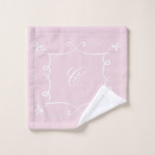 Antoinette Pink Elegant Emblem Filigree Bad Handdoek (Wasdoekje)