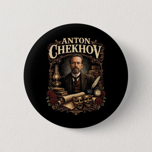 Anton Chekhov Ronde Button 5,7 Cm (Voorkant)