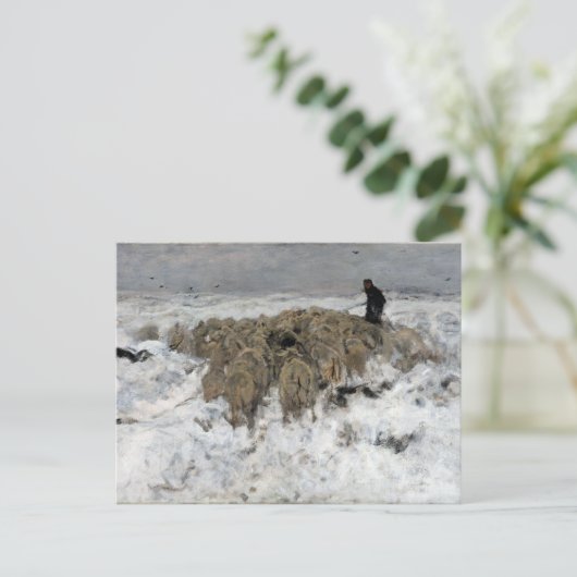 Anton Mauve-kudde met herder Briefkaart (Staand voorkant)