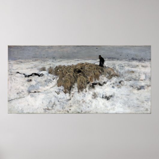 Anton Mauve-kudde van schapen met herder Poster (Voorkant)