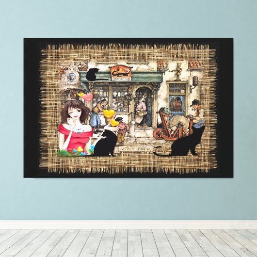 Anton Pieck - Chemicaliënshop Canvas Afdruk (Insitu (Houten vloer))