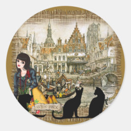 Anton Pieck - Kanalen Ronde Sticker