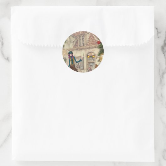 Anton Pieck Kerstgroeten Ronde Sticker (Tas)