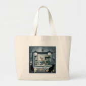 ANTON PIEK ontwerp met donkerblauwe stang Grote Tote Bag (Voorkant)