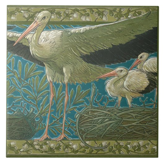 Anton Seder's Tender Storks Art Nouveau Wall Tegeltje (Voorkant)