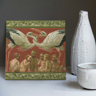 Anton Seder's Tender Storks Art Nouveau Wall Tegeltje