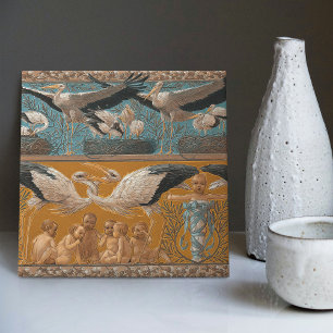 Anton Seder's Tender Storks Art Nouveau Wall Tegeltje