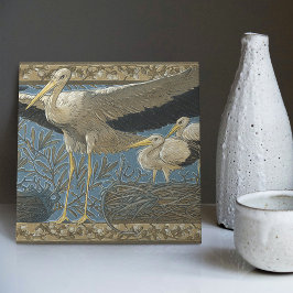 Anton Seder's Tender Storks Art Nouveau Wall Tegeltje