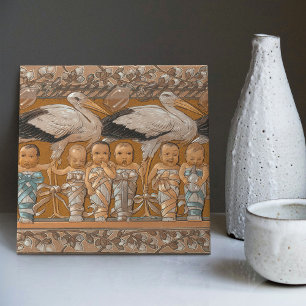 Anton Seder's Tender Storks Art Nouveau Wall Tegeltje
