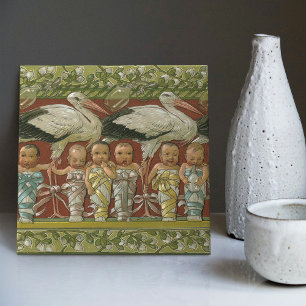 Anton Seder's Tender Storks Art Nouveau Wall Tegeltje