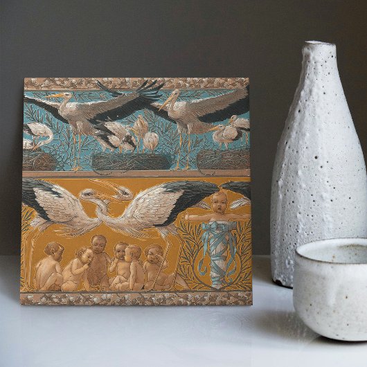 Anton Seder's Tender Storks Art Nouveau Wall Tegeltje