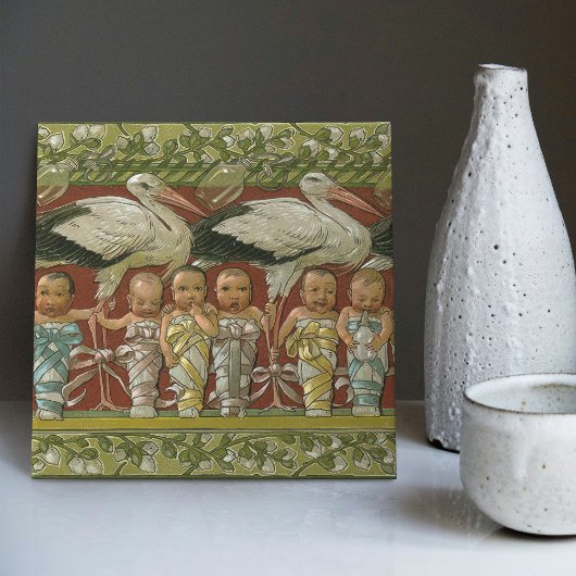 Anton Seder's Tender Storks Art Nouveau Wall Tegeltje