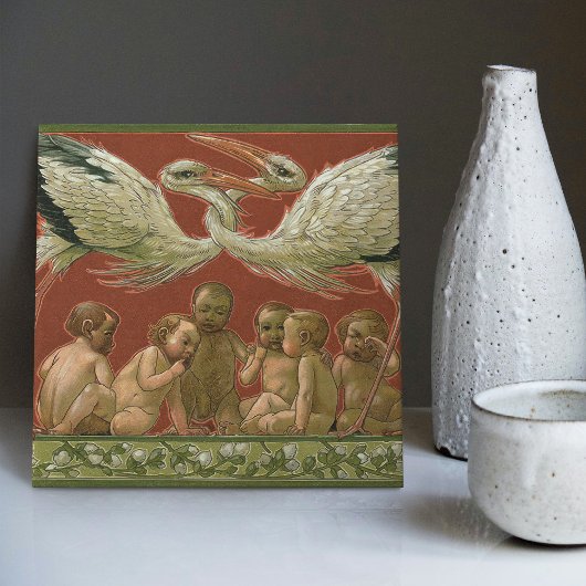 Anton Seder's Tender Storks Art Nouveau Wall Tegeltje