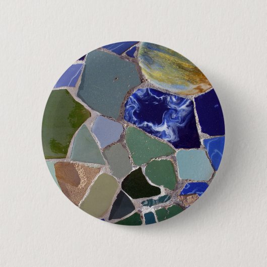 Antoni Gaudi Blue Mosaics Ronde Button 5,7 Cm (Voorkant)