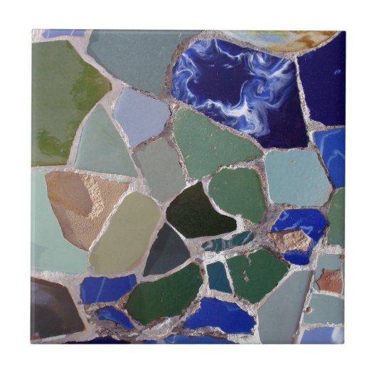 Antoni Gaudi Blue Mosaics Tegeltje (Voorkant)