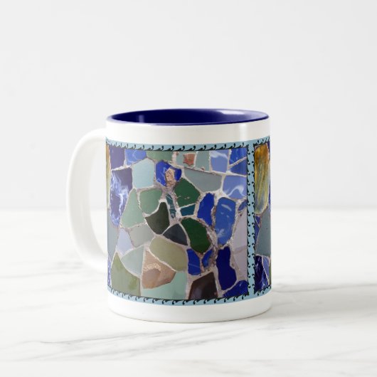 Antoni Gaudi Blue Mosaics Tweekleurige Koffiemok (Voorkant links)