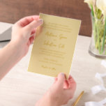 Antonia Butter Geel Elegant Huwelijk Vellum Uitnodigingen<br><div class="desc">Elegante huwelijksuitnodigingen met een eenvoudig ontwerp met script- en serif-lettertypen.</div>