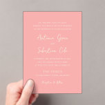 Antonia Coral Roze Elegante Huwelijk Acryl Uitnodigingen<br><div class="desc">Elegante huwelijksuitnodigingen met een eenvoudig ontwerp met script- en serif-lettertypen.</div>