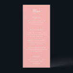 Antonia Coral Roze Elegante Huwelijk Menu<br><div class="desc">Elegante huwelijksmenu's met een eenvoudig ontwerp met script- en serif-lettertypen.</div>