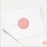 Antonia Coral Roze Elegante Huwelijk Ronde Sticker<br><div class="desc">Elegante bruiloft stickers met een eenvoudig ontwerp met uw monogram in een script lettertype.</div>