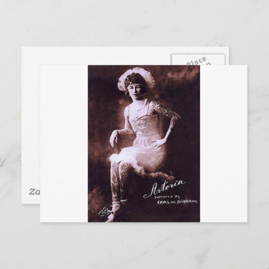 Antonia de Tattooed Lady Briefkaart (Voorkant / Achterkant)