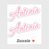 Antonia Decoratieve Naam in Roze x2 Sticker (Vel)
