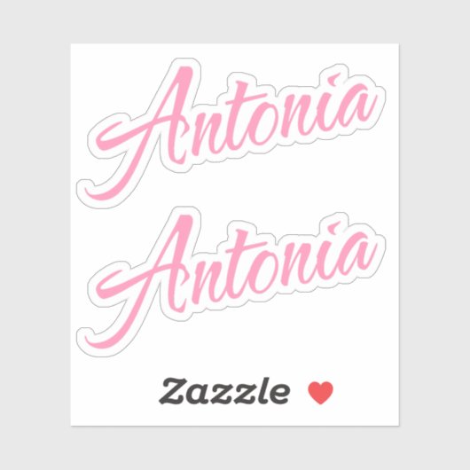 Antonia Decoratieve Naam in Roze x2 Sticker (Vel)