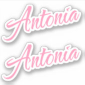 Antonia Decoratieve Naam in Roze x2 Sticker (Voorkant)