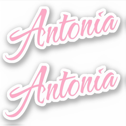 Antonia Decoratieve Naam in Roze x2 Sticker (Voorkant)