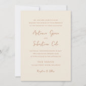 Antonia Earthy Neutrals Elegant Wedding Kaart (Voorkant)