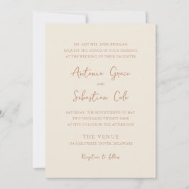 Antonia Earthy Neutrals Elegant Wedding Kaart