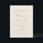 Antonia Earthy Neutrals Elegant Wedding Kaart<br><div class="desc">Elegante huwelijksuitnodigingen met een eenvoudig ontwerp met script- en serif-lettertypen.</div>