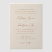 Antonia Earthy Neutrals Elegant Wedding Vellum Uitnodigingen (Voorkant)