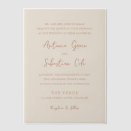 Antonia Earthy Neutrals Elegant Wedding Vellum Uitnodigingen