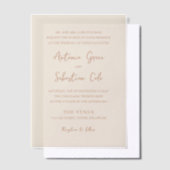 Antonia Earthy Neutrals Elegant Wedding Vellum Uitnodigingen (Offset)